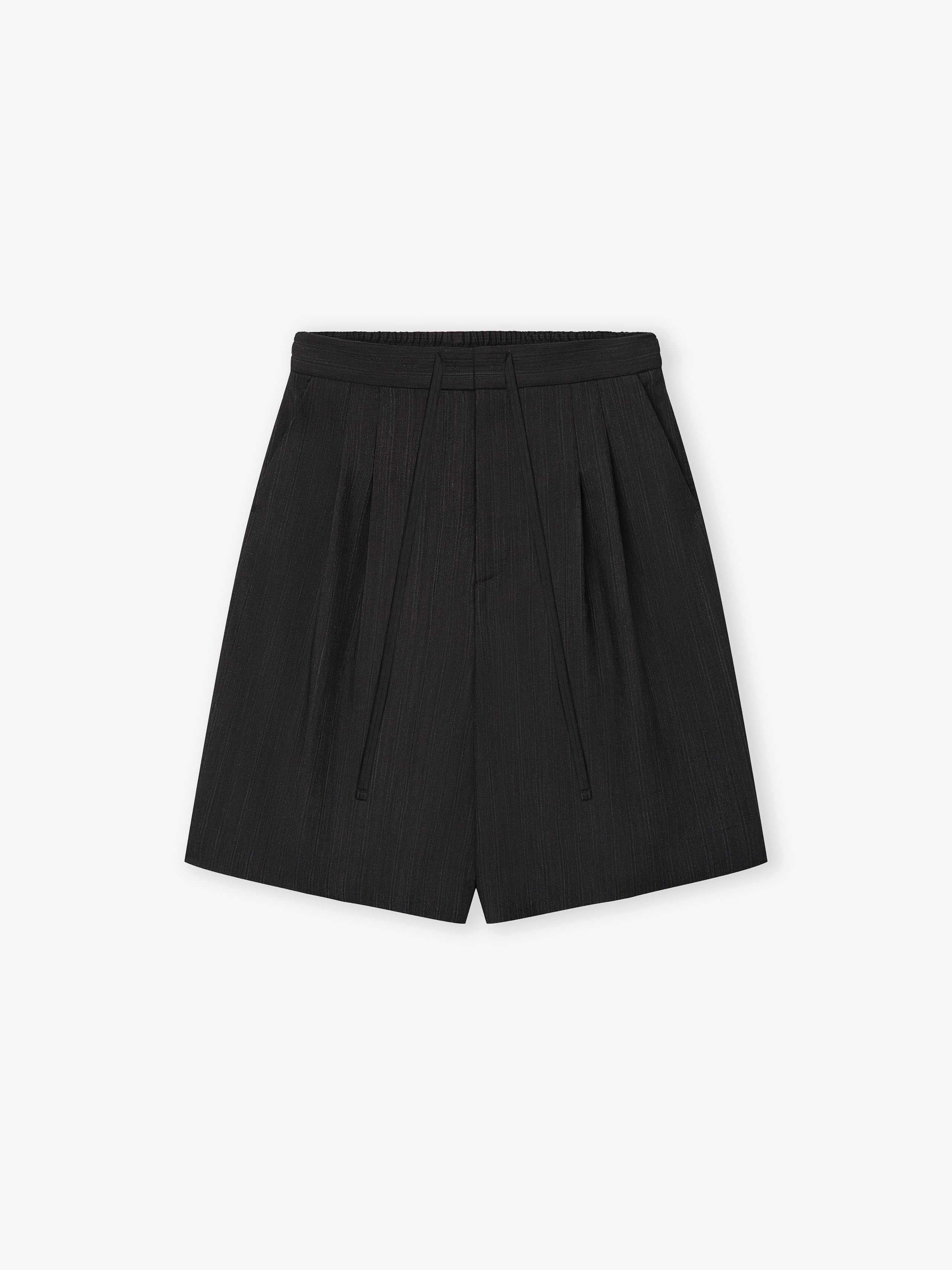 Striped Wool Baggy Shorts