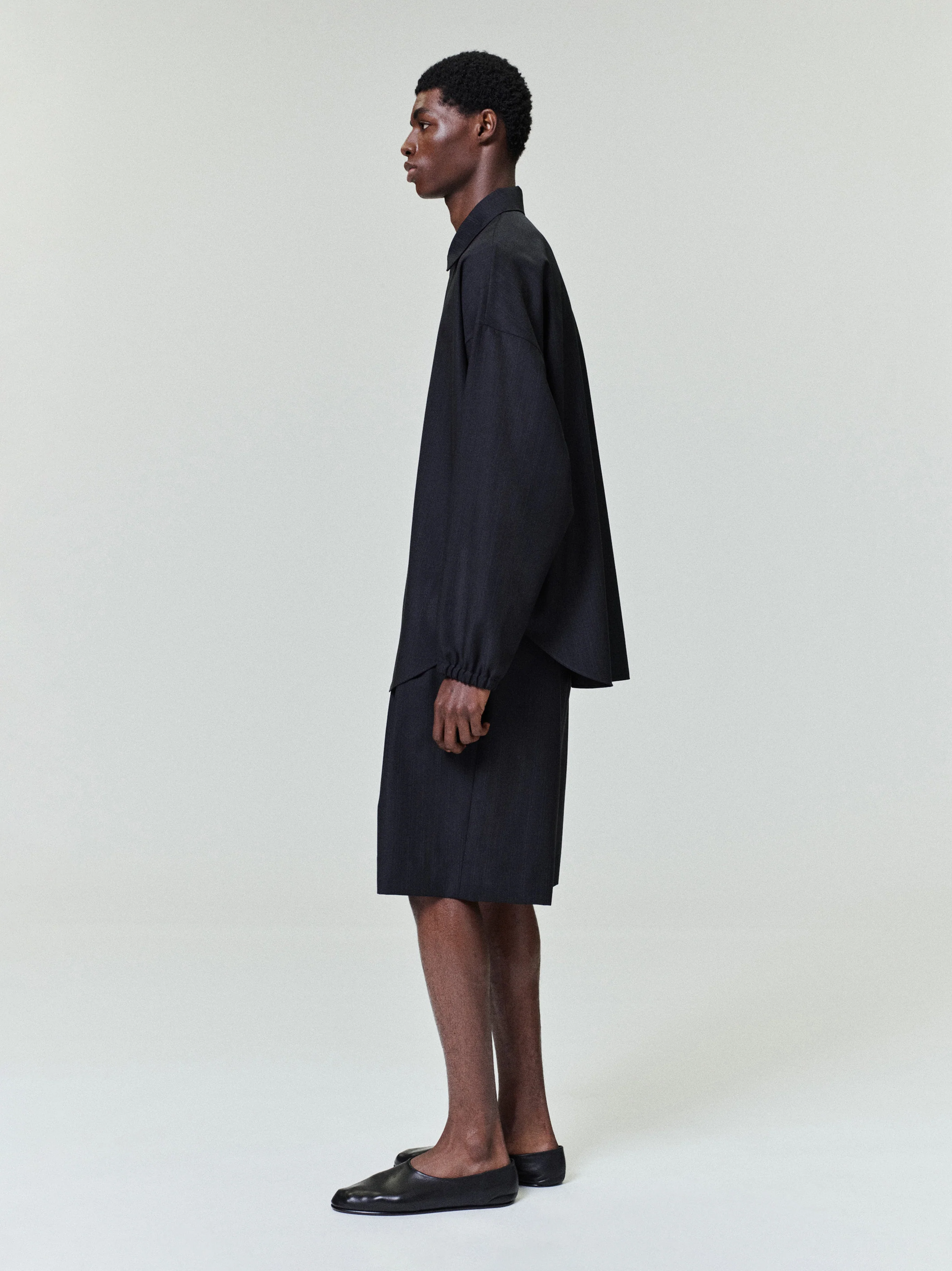 Striped Wool Baggy Shorts - Image 3