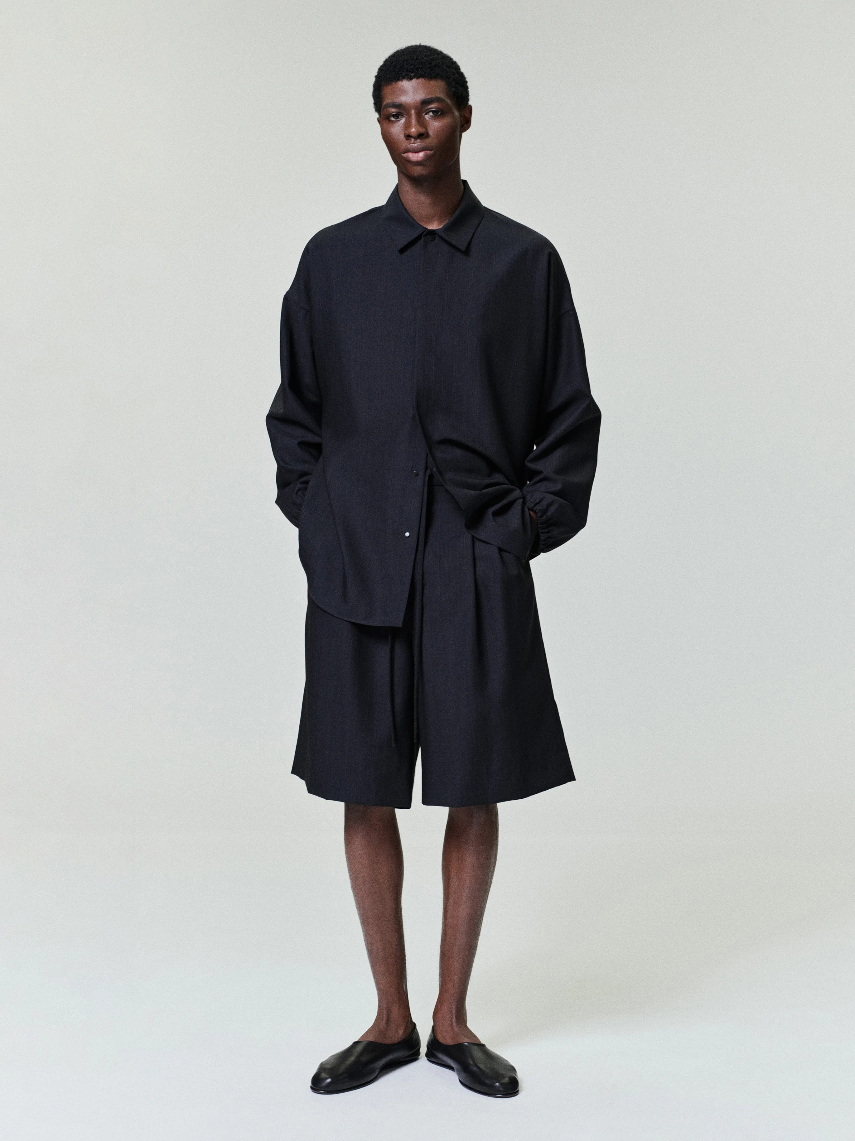 Striped Wool Elastic Cuff Shirt