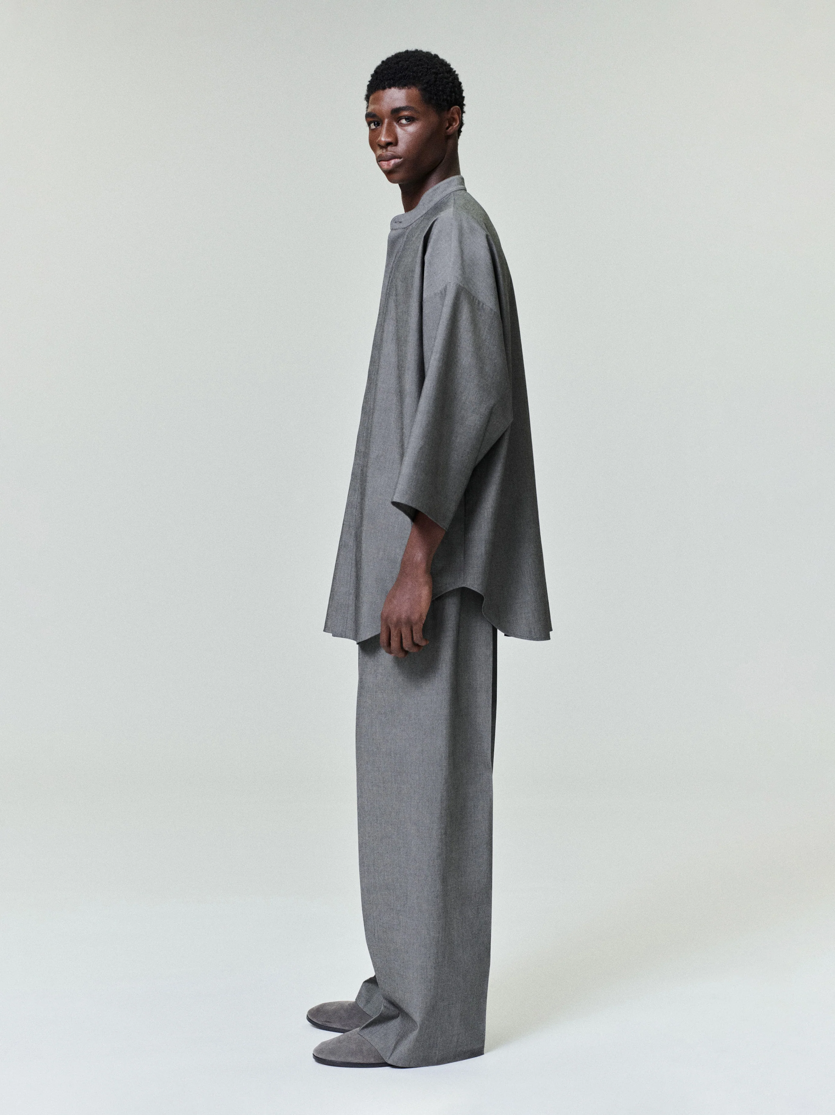 Cotton Wool Oxford Wide Leg Drawstring Pants