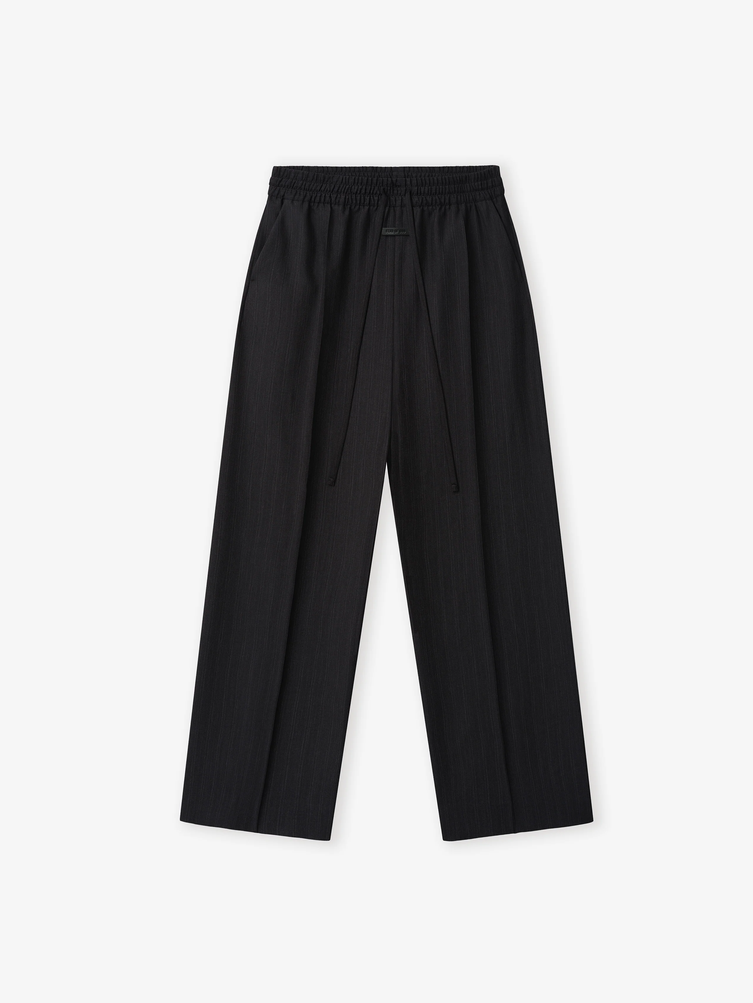 Striped Wool Wide Leg Drawstring Pants